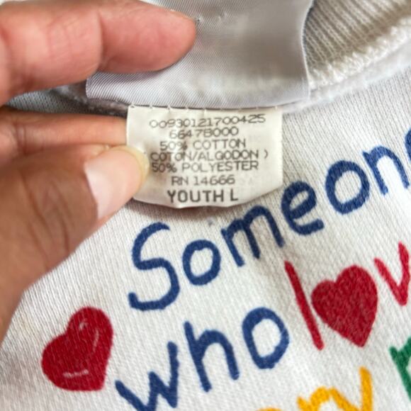 USA made cotton blend Kids Lee Cape Cod 1990s sweatshirt vintage big print Large - Picture 4 of 9